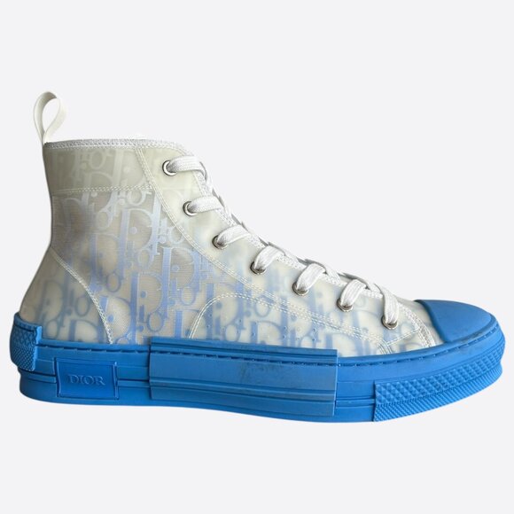 Dior Blue & White Oblique Hightop B23 Sneakers - Picture 1 of 8